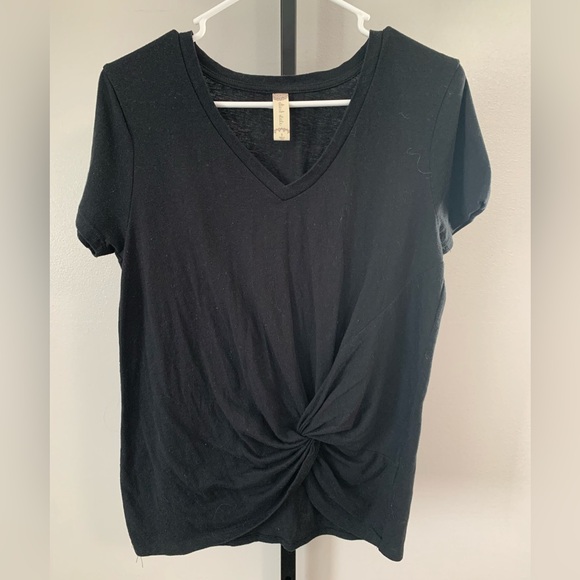 Altar'd State Black V-Neck Twist Front Tee - Picture 3 of 16